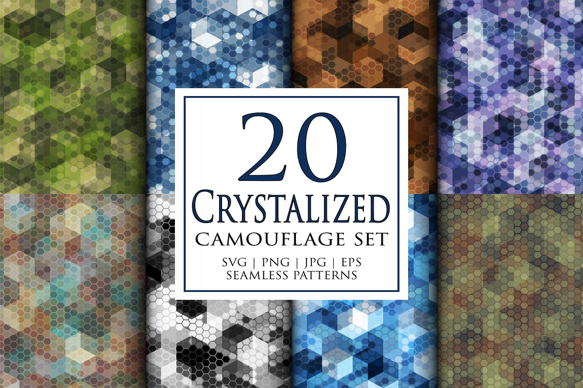 Crystalized hexagonal camouflage, a Pattern Graphic by ArchonDigitalShop (Photo 1 of 6)