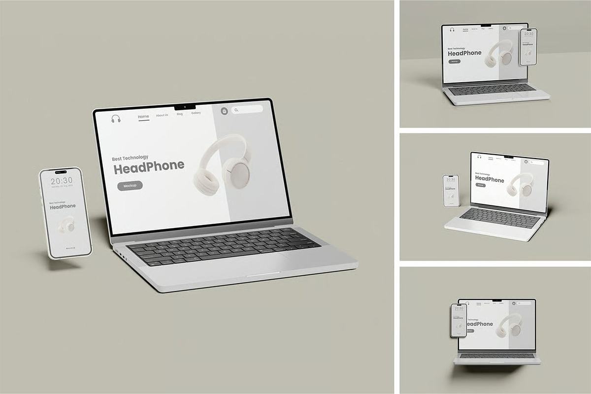 Macbook Pro iPhone 14 Pro Max Mockup, an iPhone Mockup by zpackcreative (Photo 1 of 5)