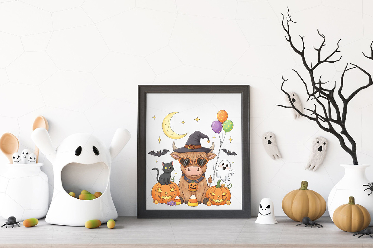 Halloween Highland Cow PNG, an Illustration by Designworld (Photo 5 of 6)