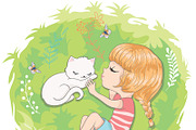 set with 32 cartoon girls-cute girls, an Animal Illustration by StudioLondon (Thumbnail 7 of 33)