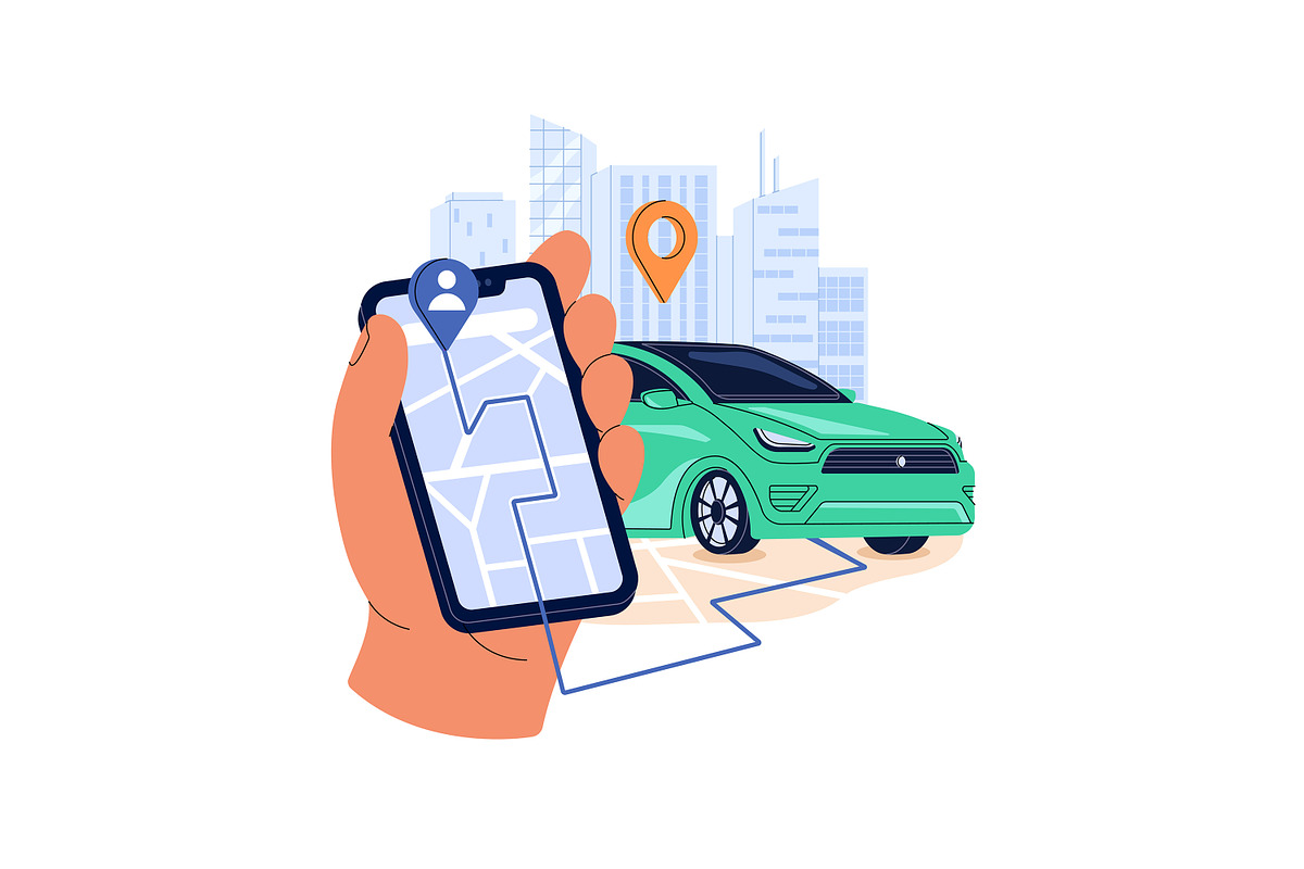 Car rent, carsharing concept set, a Transportation Illustration by PaperTrident (Photo 5 of 11)