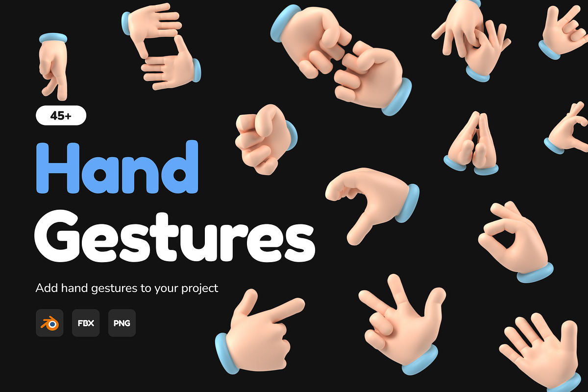 Floating 3D Hands Icons, an Object 3D Model by Vectors Market (Photo 1 of 9)
