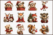 Whimsical Christmas Animals Clipart, an Animal Illustration by Sublimation Artist (Thumbnail 3 of 6)