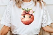 Watercolor Cute Strawberry Clipart, an Illustration by CraftArtStudio (Thumbnail 3 of 6)