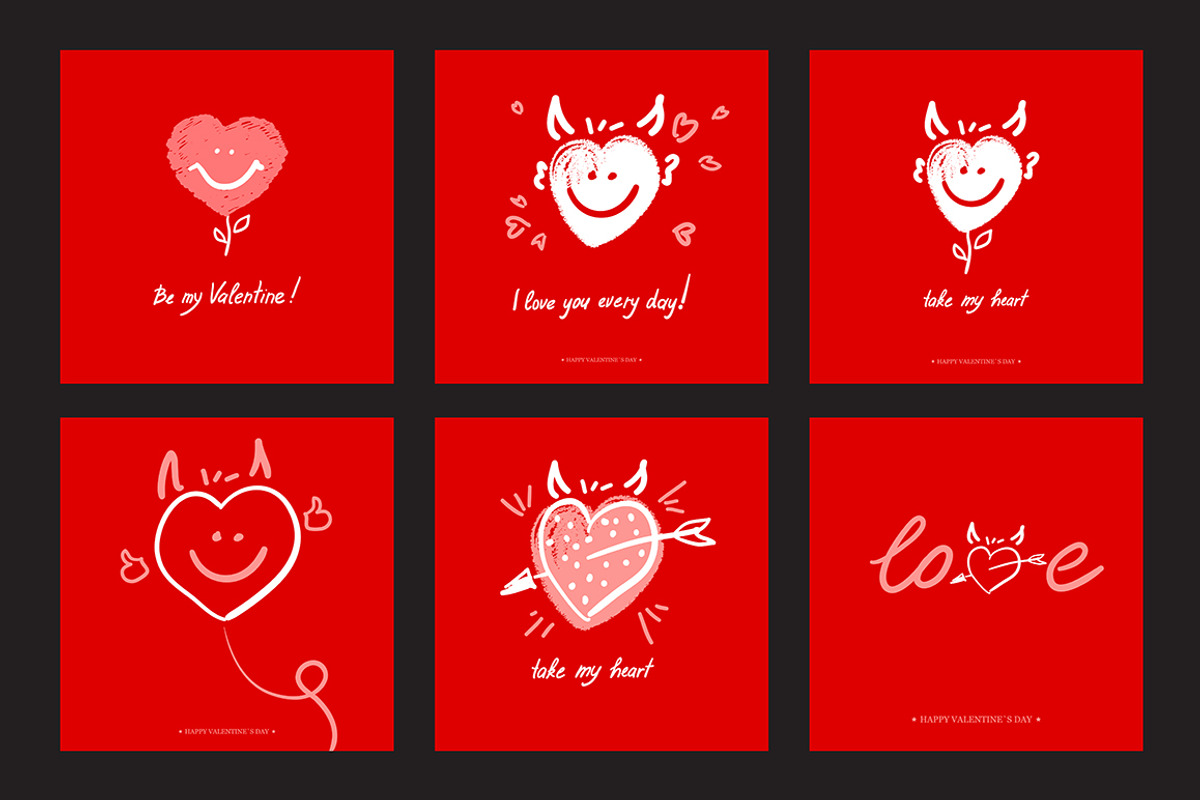 Valentine`s Day Greeting Cards, an Illustration by GalaStudio (Photo 3 of 5)