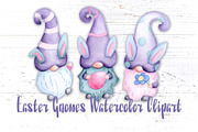 Easter Gnomes Watercolor Clipart, a Decorative Illustration by RabbitAndPencil (Thumbnail 1 of 3)