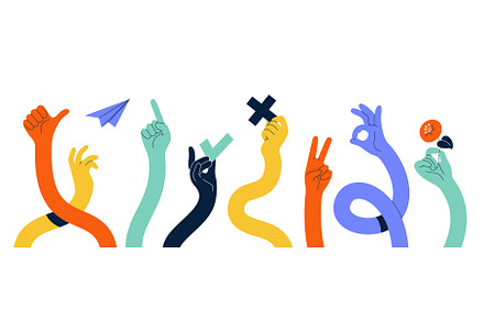Comic flexible hands. Long color, an Object Illustration by YummyBuum