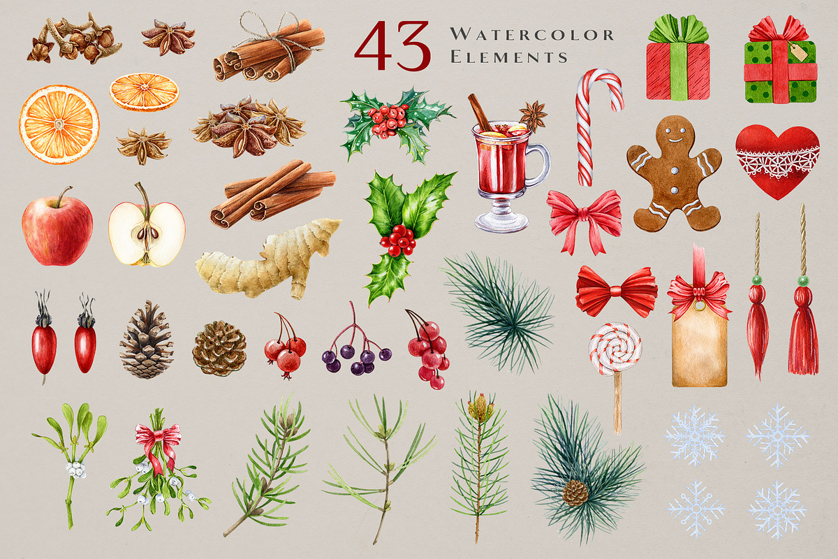 Winter Spices Watercolor Clipart, a Seasonal Illustration by AnitaPol (Photo 12 of 13)