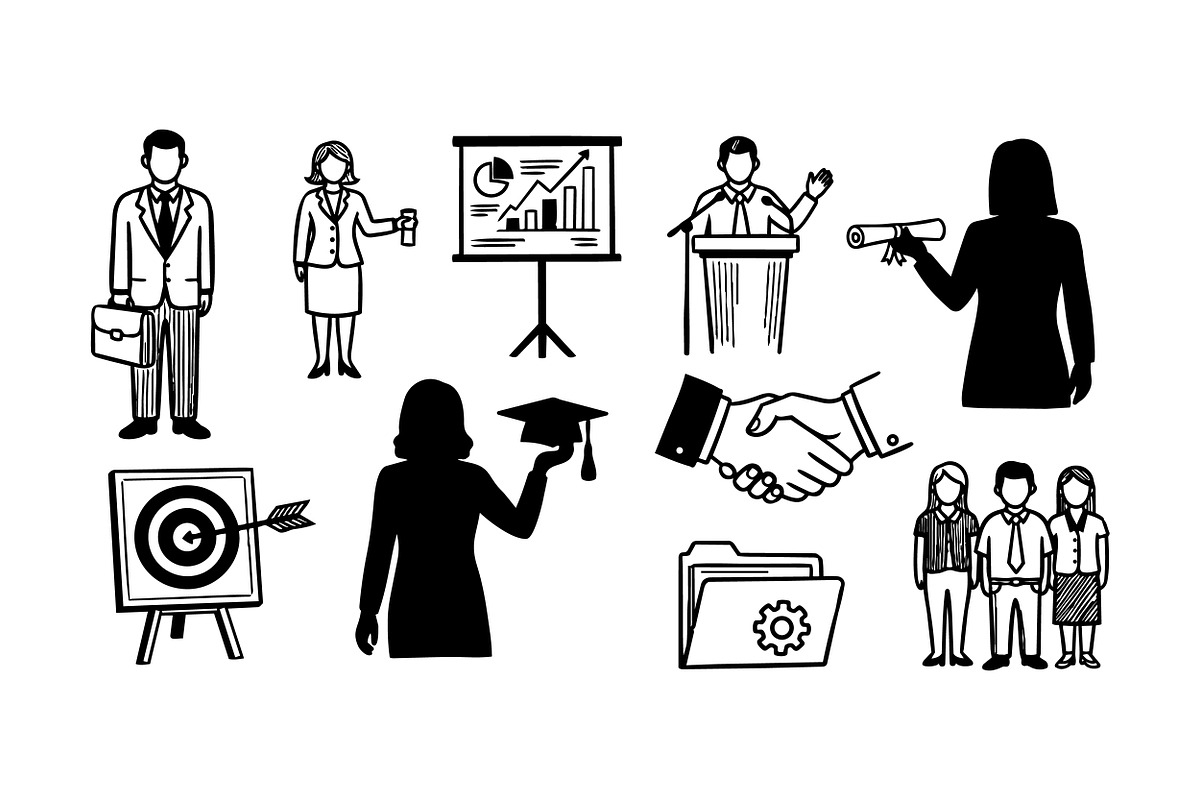 Business Meeting Vector Icons Set, an Illustration by designvectx (Photo 2 of 3)