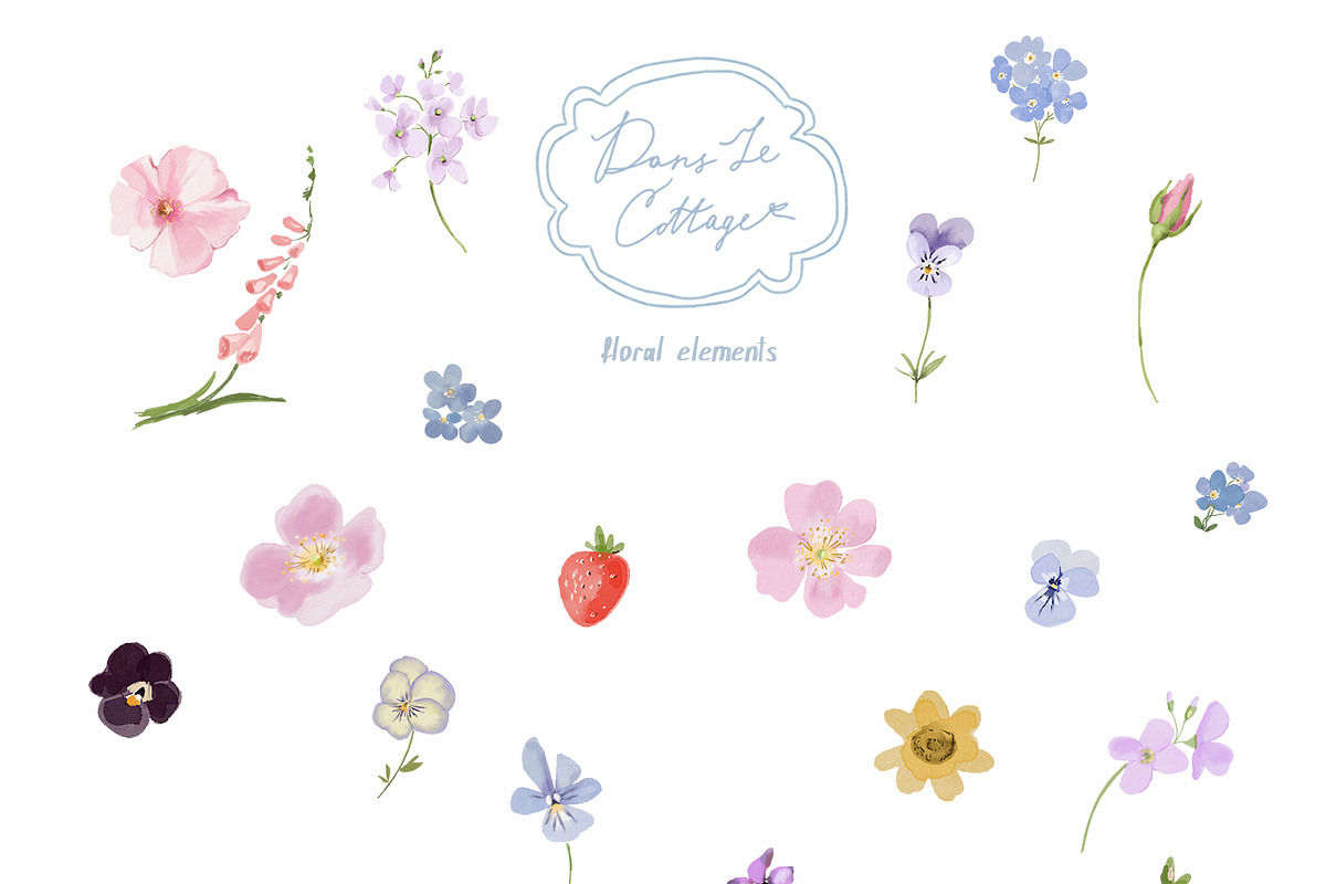 Cottage Core PNG Florals Bundle, a Decorative Illustration by whiteheartdesign (Photo 13 of 48)