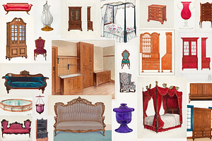 400+ Antique Furniture Kitchenware, a Decorative Illustration by Digital Museum