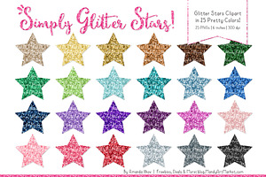Glitter Rainbow Stars Clipart, an Illustration by Amanda Ilkov