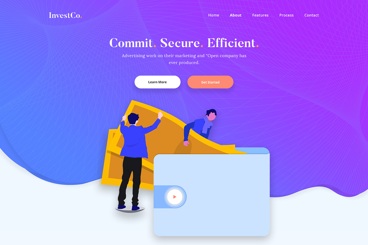 Invest Co. Landing Page, a Landing Page Template by Sujun Baidyaa (Photo 2 of 3)