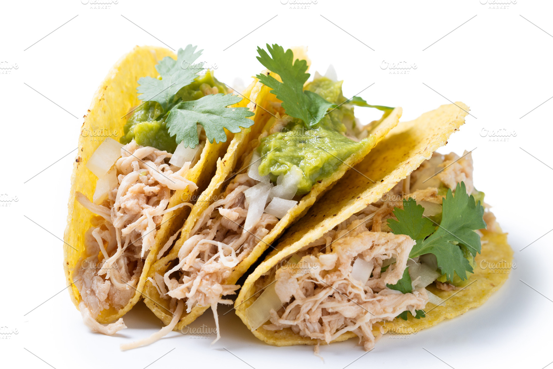 Carnitas tacos with guacamole, cilantro, onion and lime, a Food & Drink Photo by etorres69