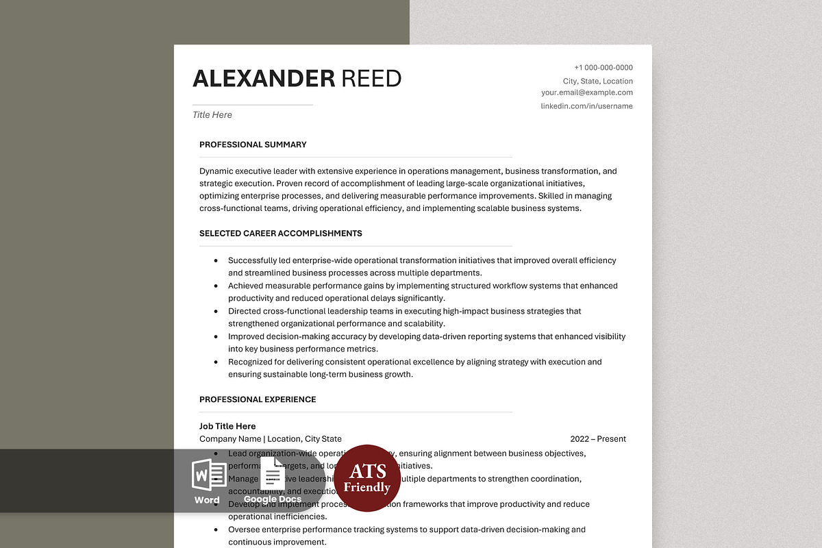 ATS Resume Template / CV Word, a Resume Template by Anjum Ilyas (Photo 1 of 7)