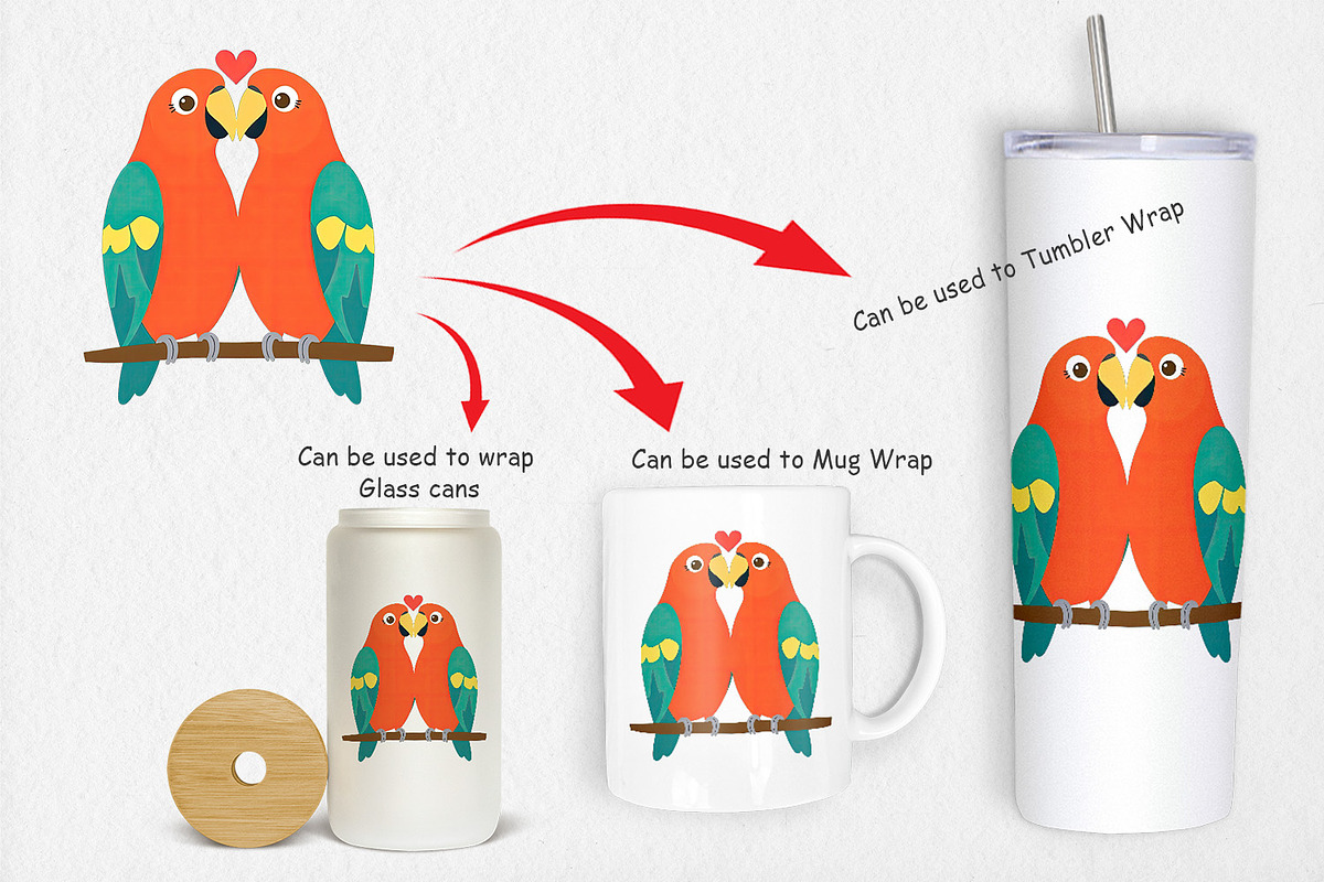 Clipart Love Parrot, a Graphic by Artnoy (Photo 4 of 5)