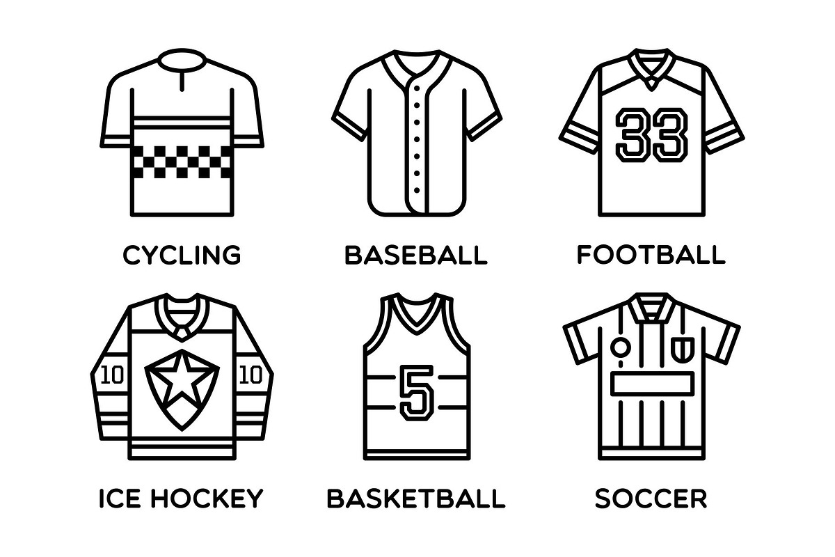 Popular Sports Jersey Icon Set, a Sport Illustration by Buqancreative