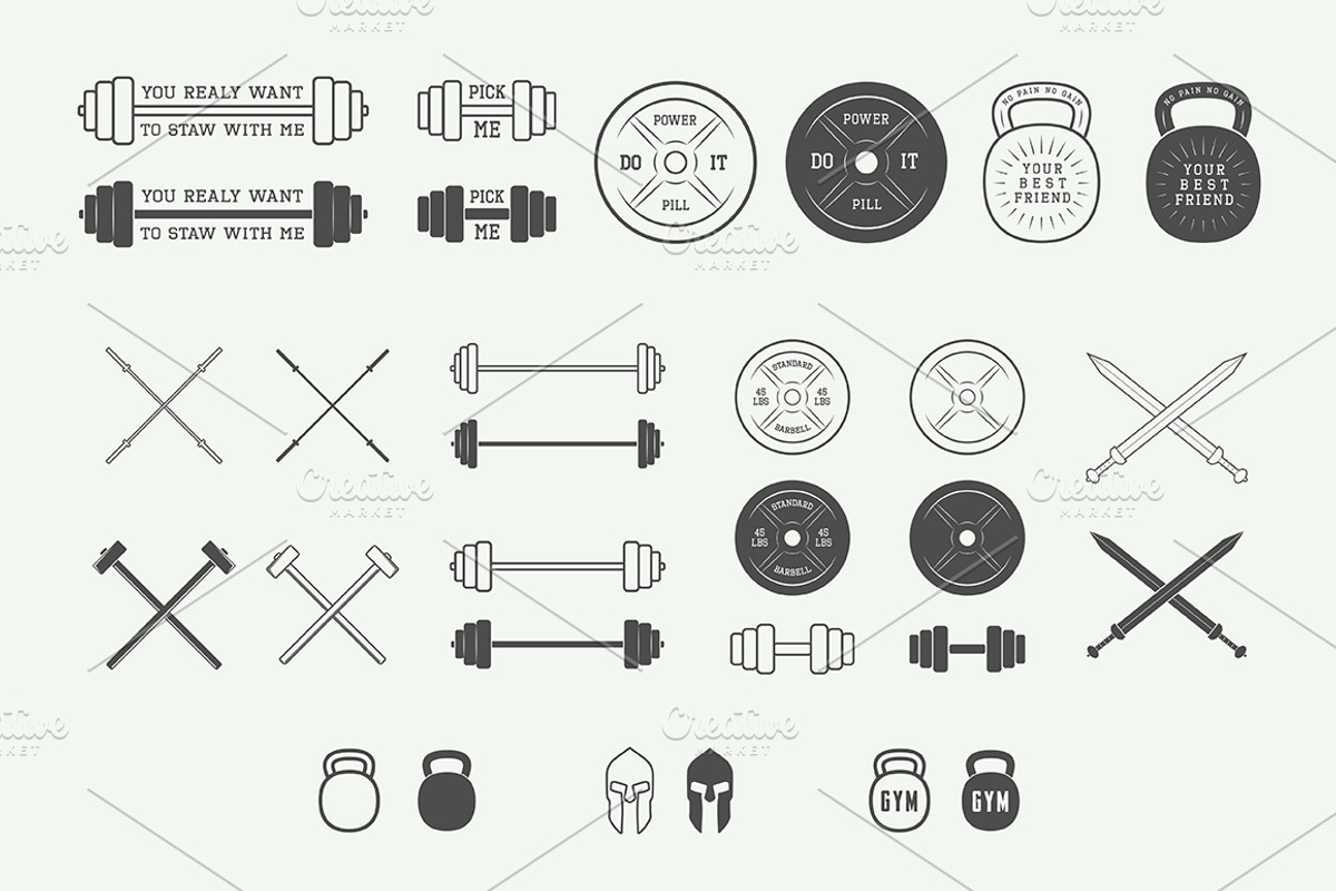 Set of vintage gym logos, a Branding & Logo Template by AkimD (Photo 9 of 9)