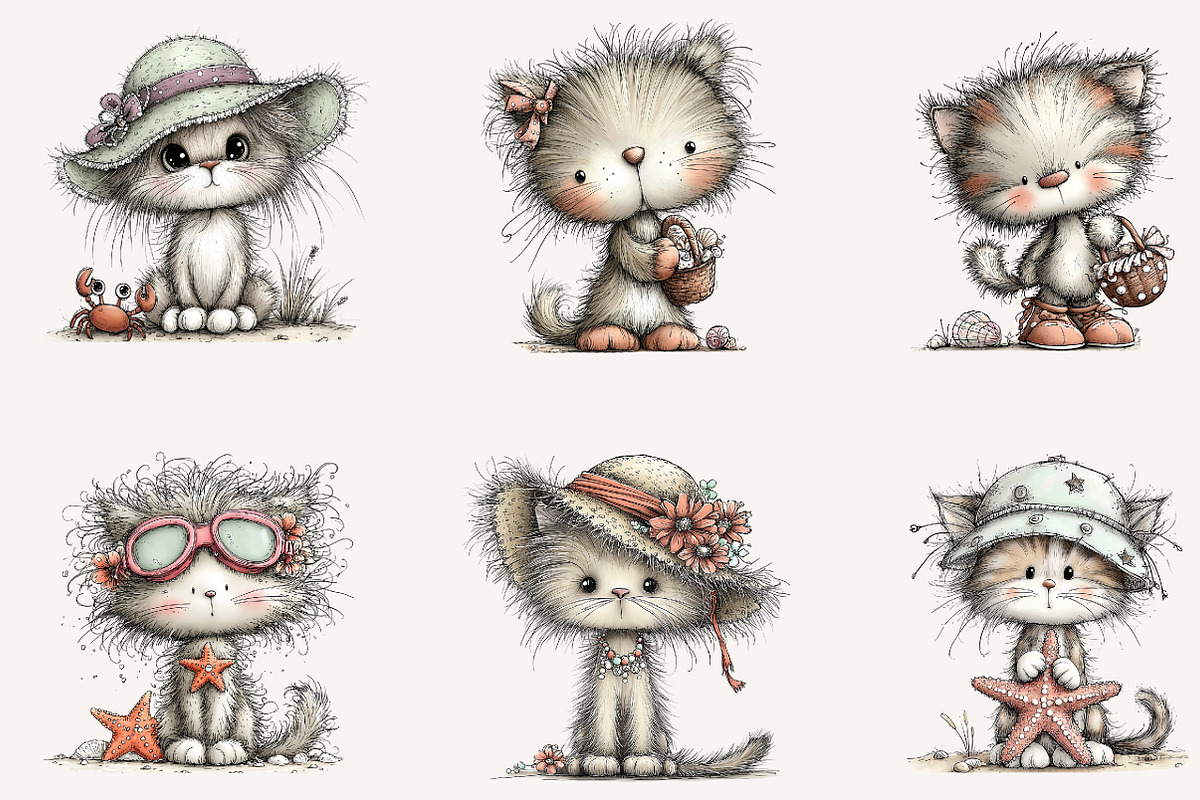 Whimsical summer cat clipart, an Illustration by Designworld (Photo 4 of 4)
