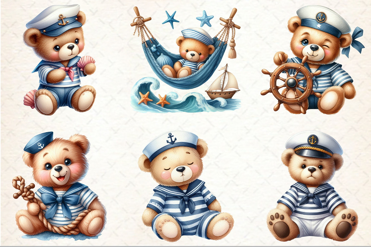 Cute Sailor Teddy Bear Clipart, an Illustration by Rose Art (Photo 3 of 7)