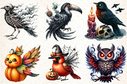 Spooky Halloween Quirky Birds Clipar, an Illustration by DreamCafeArt (Thumbnail 2 of 7)