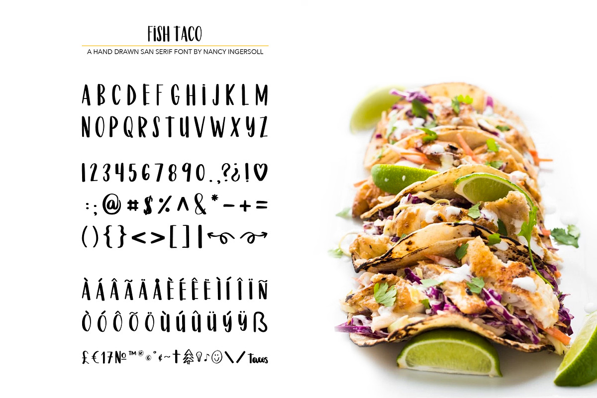 Fish Taco Font, a Sans Serif Font by Nancy Ingersoll (Photo 3 of 5)