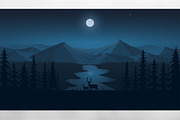Deers and the Landscape Vector, an Animal Illustration by Wandery Supply (Thumbnail 4 of 4)