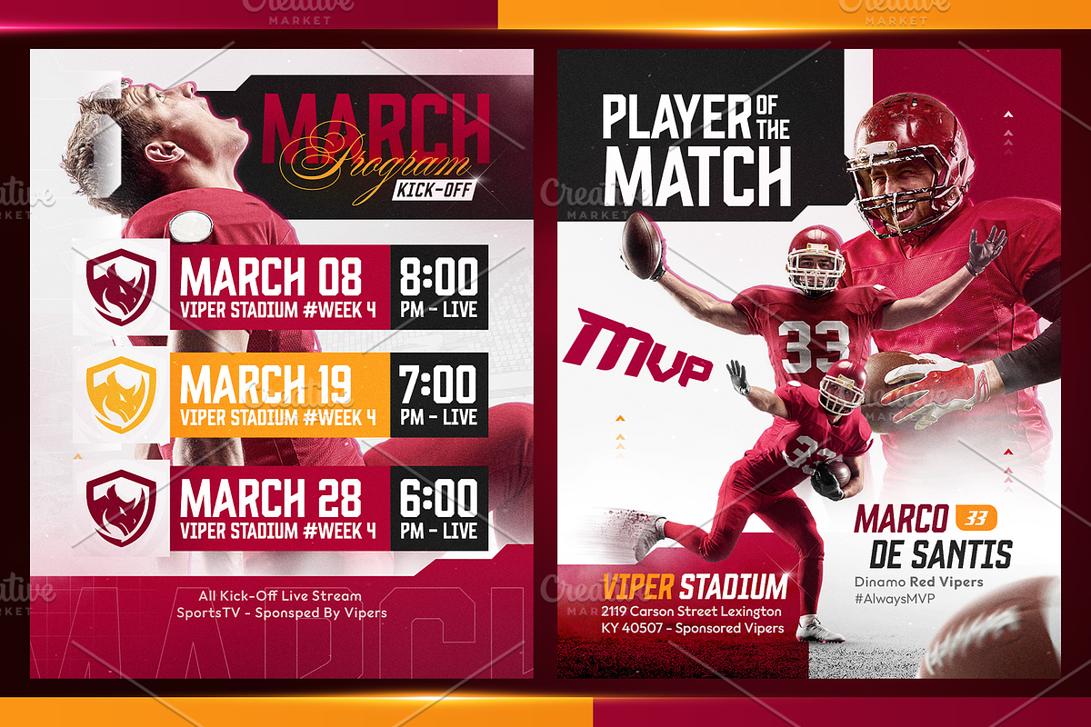 American Football Social Media Pack, a Social Media Template by OnurDemircan (Photo 3 of 4)
