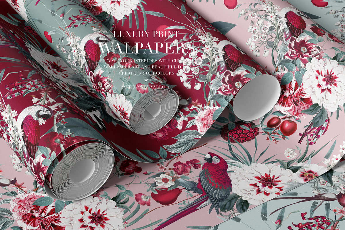 Crimson Aviary - Seamless Pattern, a Pattern Graphic by YARROO (Photo 7 of 10)