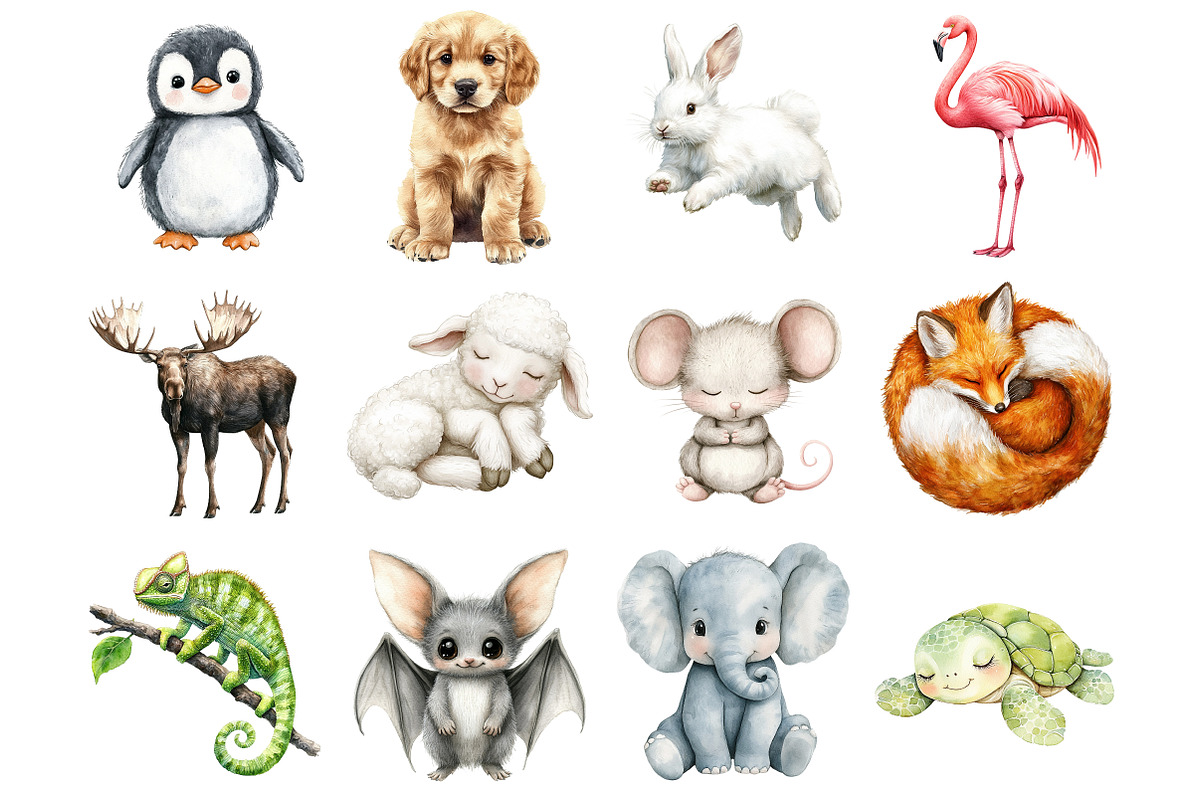 Watercolor Animal Clipart, a Seasonal Illustration by CitraGraphics (Photo 3 of 4)