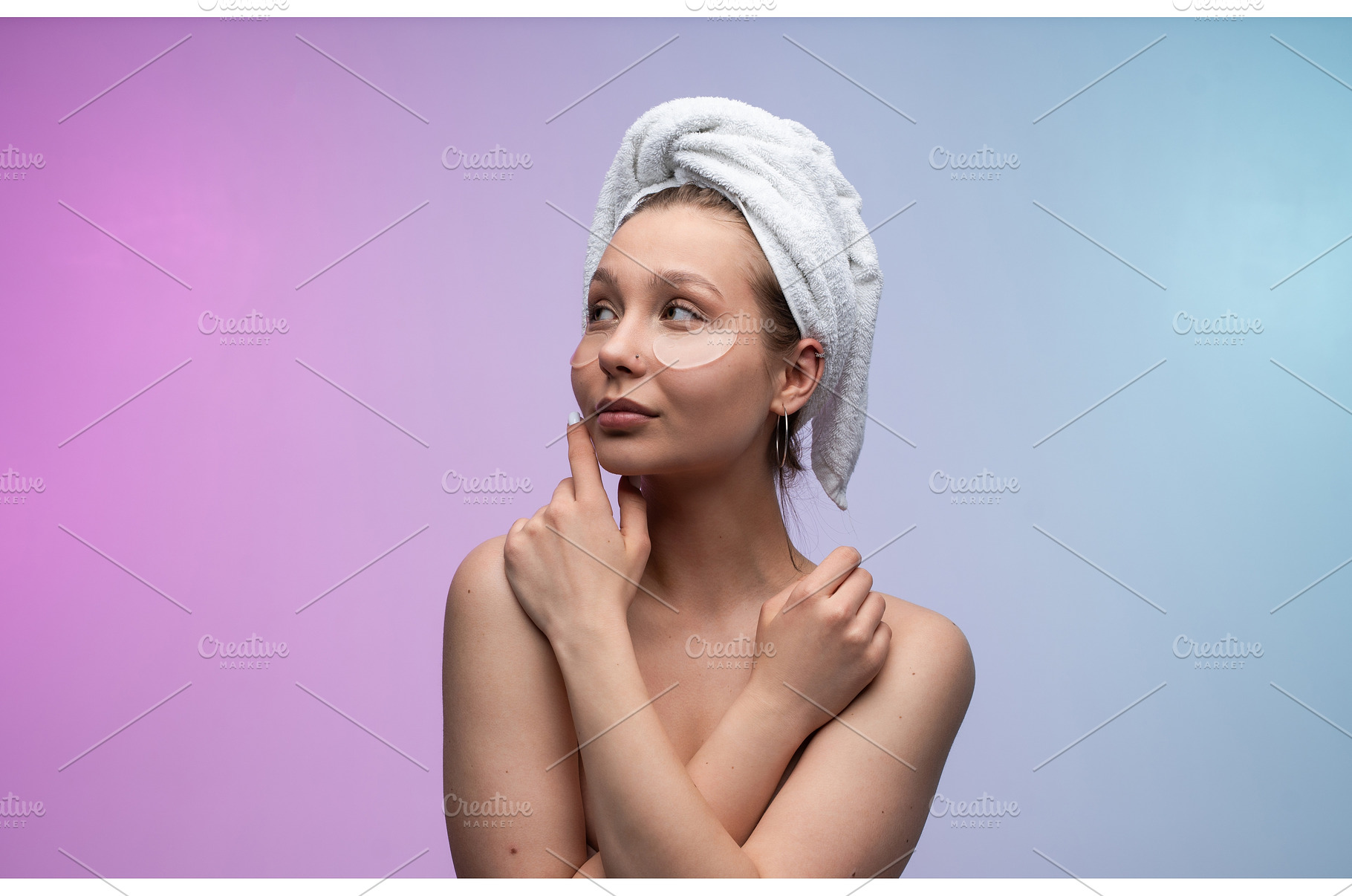 Young woman with a towel wrapped, a Person Photo by volodymyrshtun13795