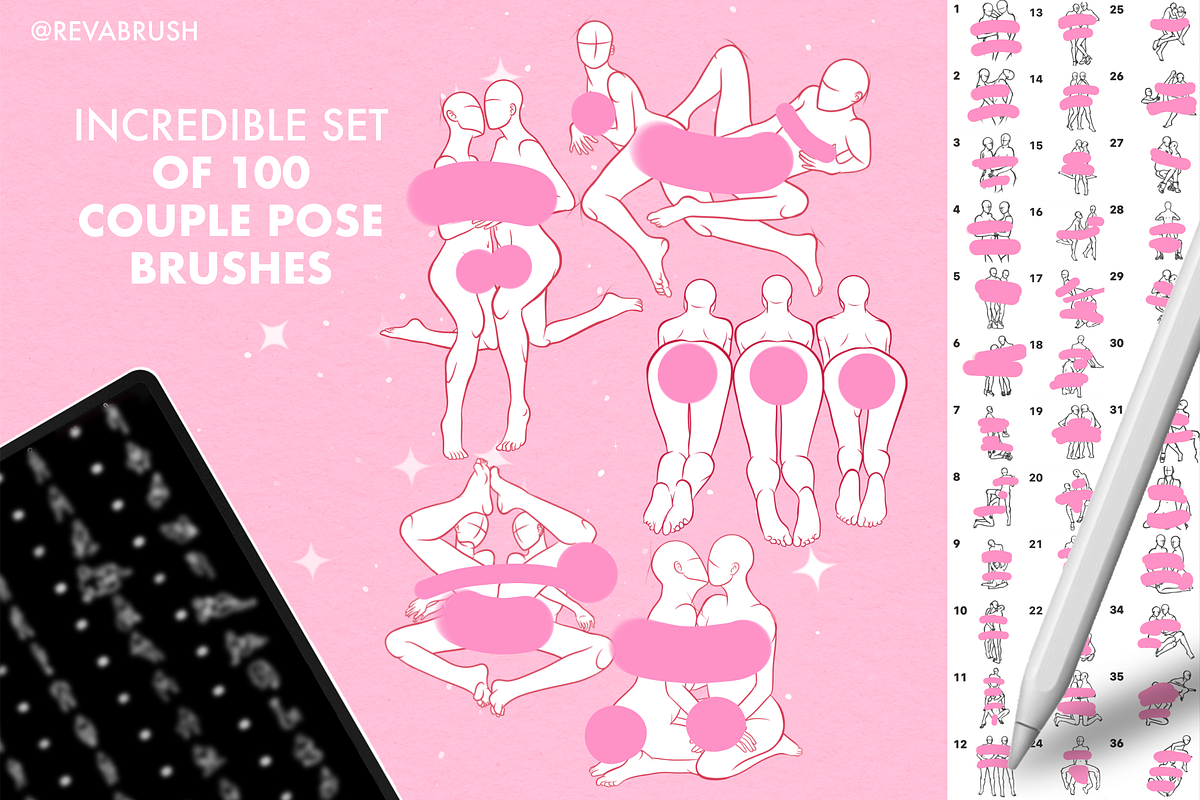 Procreate Couple Love Pose brushes, a Brush Add-On by Revabrush (Photo 3 of 4)
