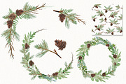 Winter Watercolor Greenery, an Illustration by DailyMiracleDigitals,LLC (Thumbnail 8 of 8)