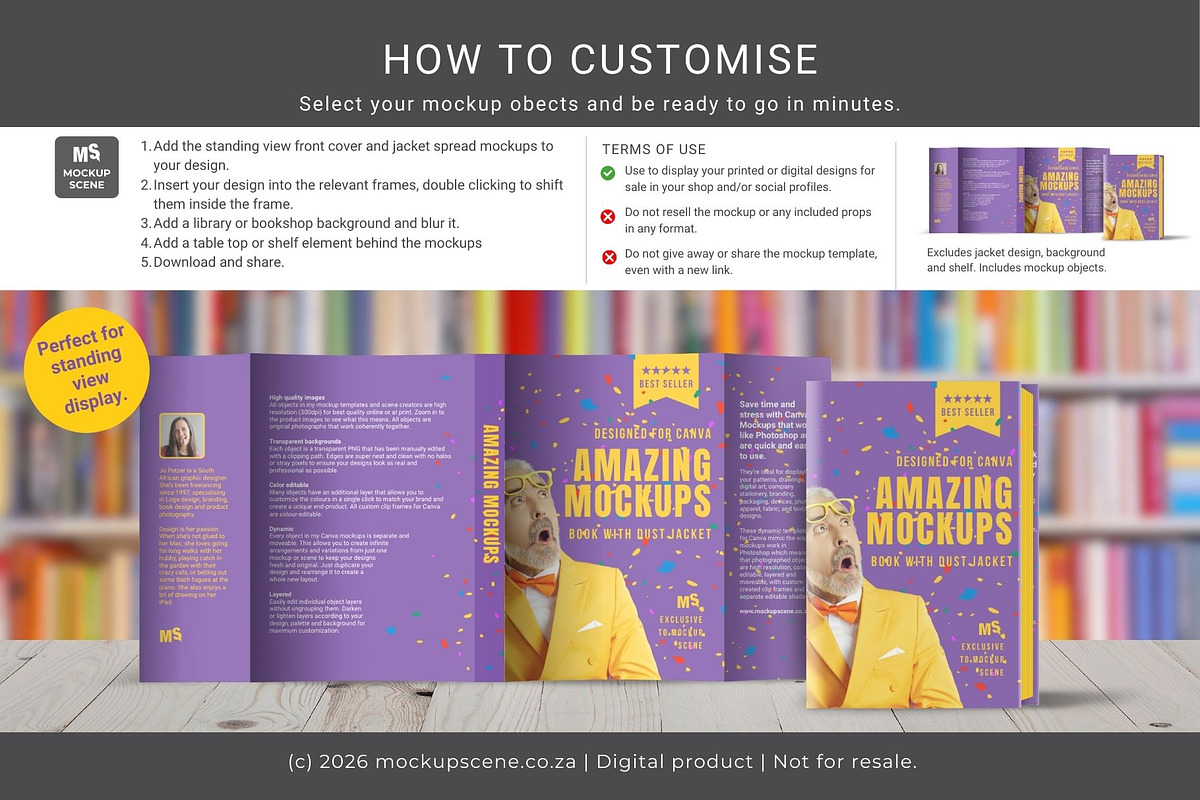 Book with Dust Jacket Canva Mockup, a Books & Magazine Mockup by Mockup Scene (Photo 12 of 13)