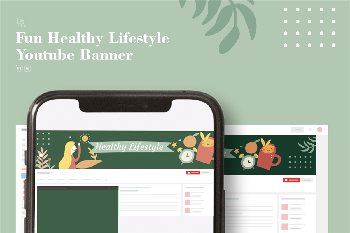 Fun Healthy Lifestyle Youtube Banner, a Social Media Template by AM studio (Photo 3 of 4)