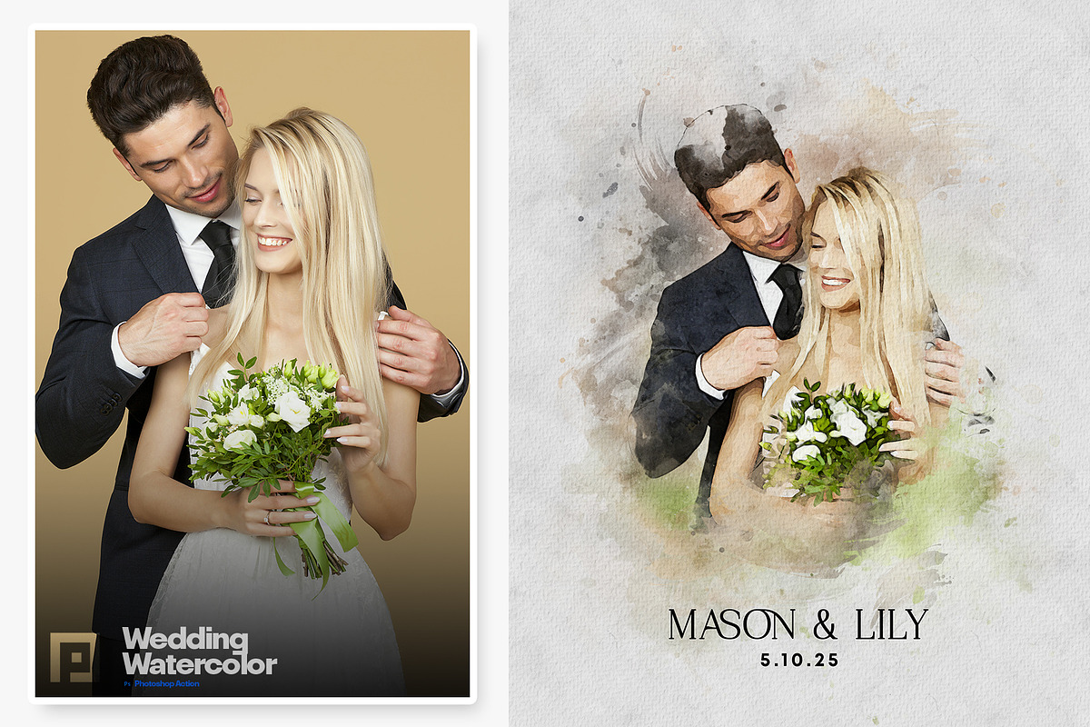 Wedding Watercolor Art Photo Effect, an Action Add-On by Shovajit (Photo 8 of 9)