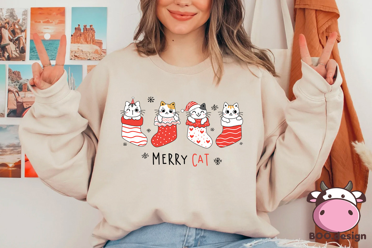 Funny Christmas Cat Design Bundle, a Graphic by Boodesign (Photo 3 of 6)