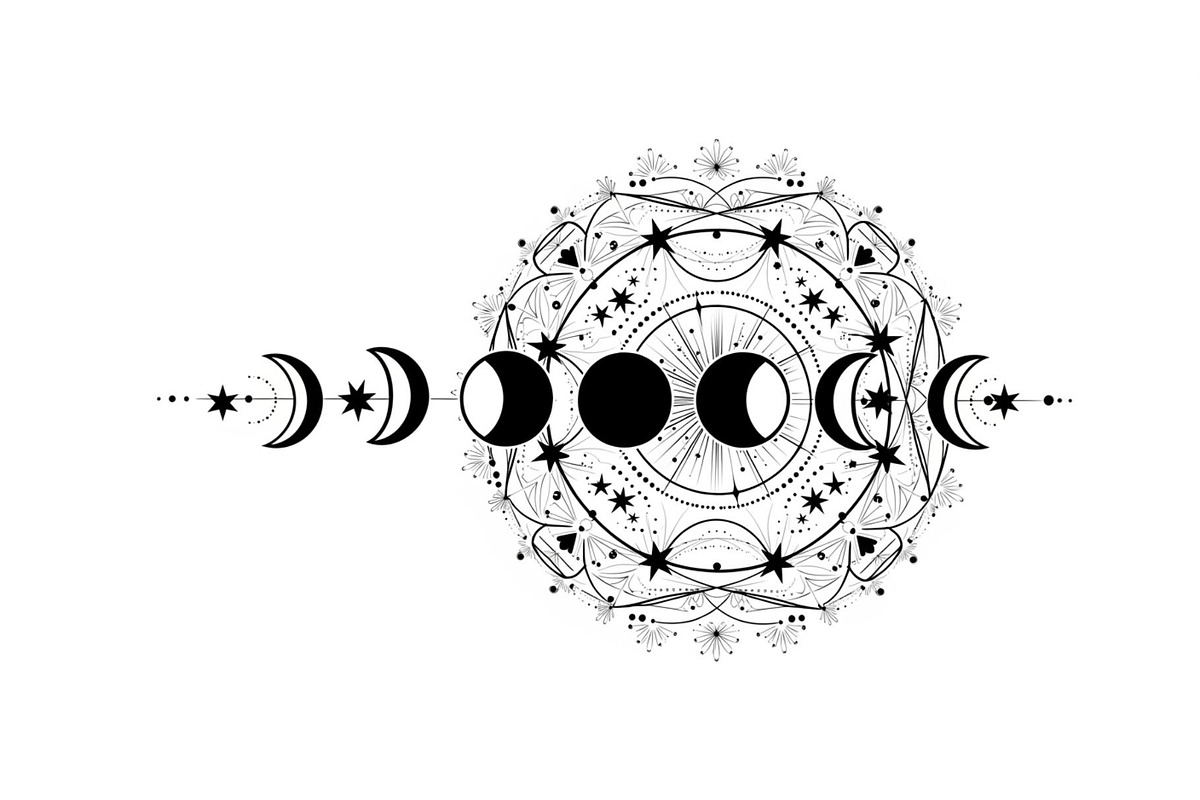 Moon Phase Mandala SVG Bundle, an Illustration by yasushie (Photo 13 of 31)