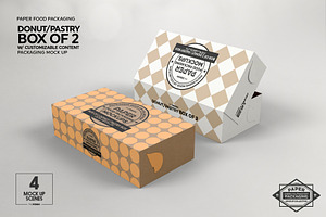 Box Of Two Donut Pastry Box Mockup