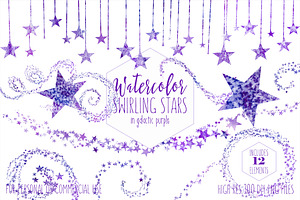 Galactic Purple Stars Clipart Set, a Texture Illustration by ClipartBrat Graphics