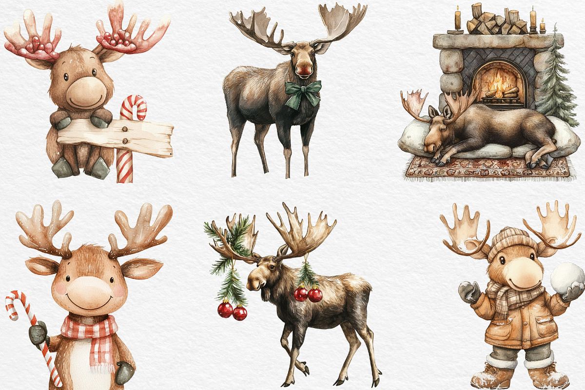 Cute Christmas Moose Sublimation, an Illustration by Black Bird Studio (Photo 4 of 6)