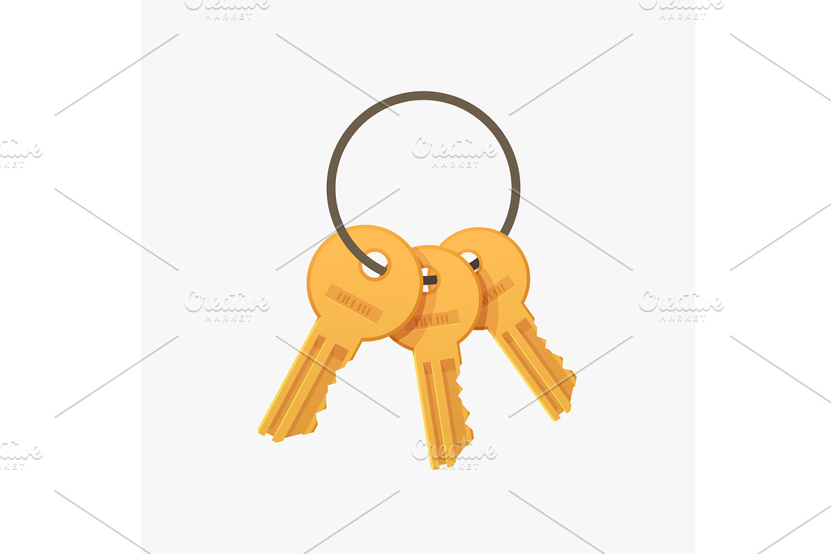 cartoon golden color door keys on, an Object Illustration by IfH