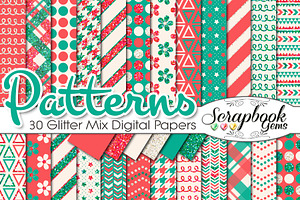 RED & GREEN GLITTER MIX PAPERS