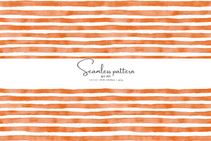 orange stripes watercolor pattern, a Pattern Graphic by Pink Studio Art