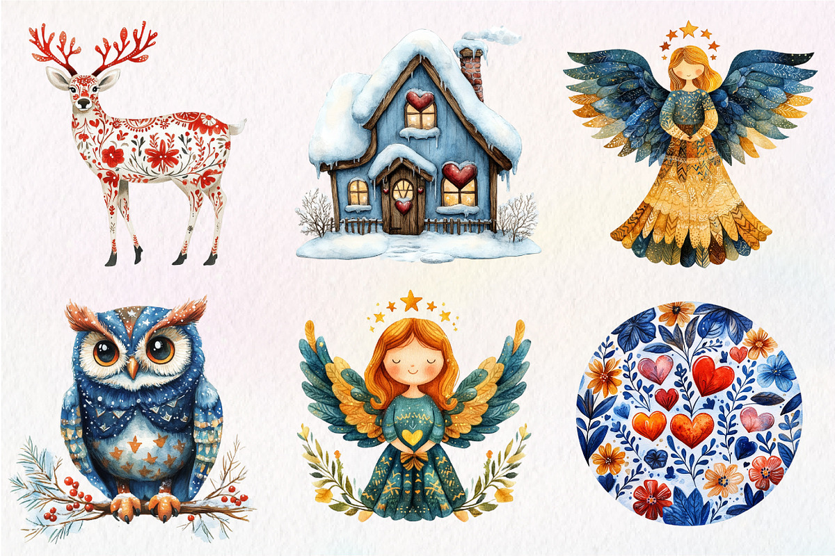 Christmas Scandinavian Folk Art Clip, an Illustration by Dream Creation (Photo 7 of 7)