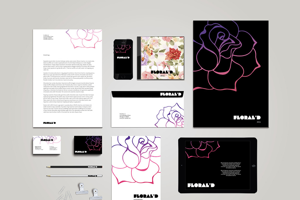 Floral Stationary Template + Mockup, a Print Template by Themzy Templates (Photo 1 of 4)