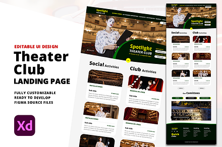 Theatre Club Website Template, a Landing Page Template by Digital Download Hub