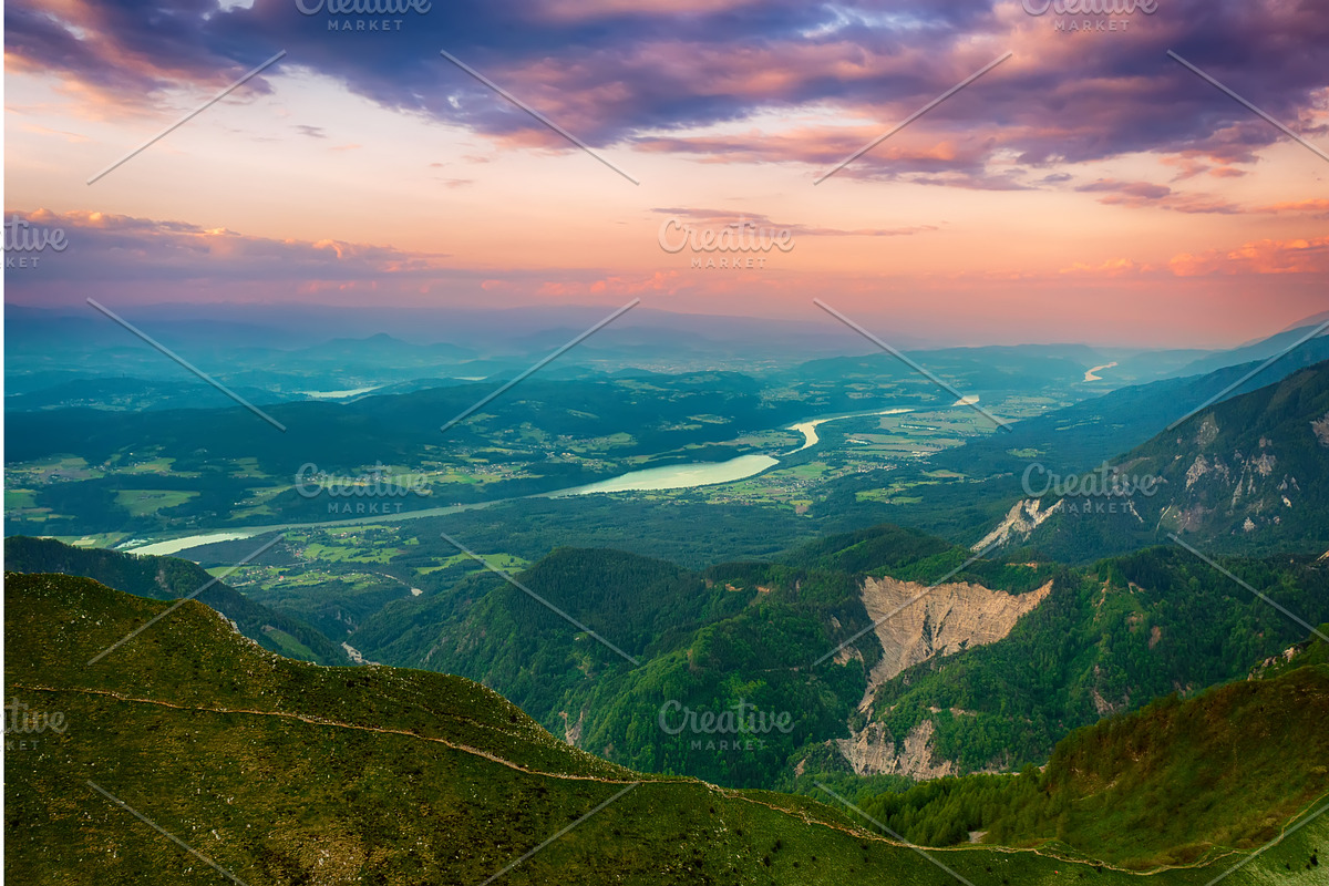 Alpine mountains - view from Golica, a Graphic by Nature and travel