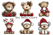 Christmas Teddy Bear Clipart, an Illustration by Craft Nest (Thumbnail 6 of 11)
