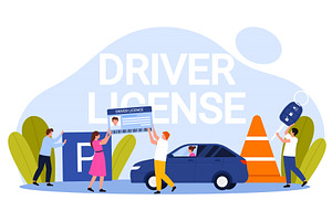 Driver License Process Vector, a Transportation Illustration by Flashvector